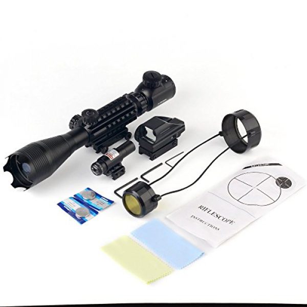 THEA Rifle Scope 7 THEA 4-16x50 Tactical Rifle Scope Red/Green Illuminated Range Finder Reticle W/Green Laser and Holographic Reflex Dot Sight (12 Month Warranty)