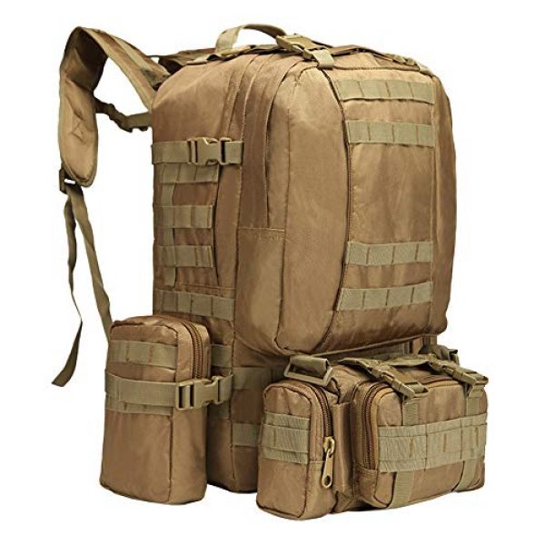 Suoki Tactical Backpack 1 Tactical Backpack 55L with Built-up 3 MOLLE Bags Rucksacks for Travelling