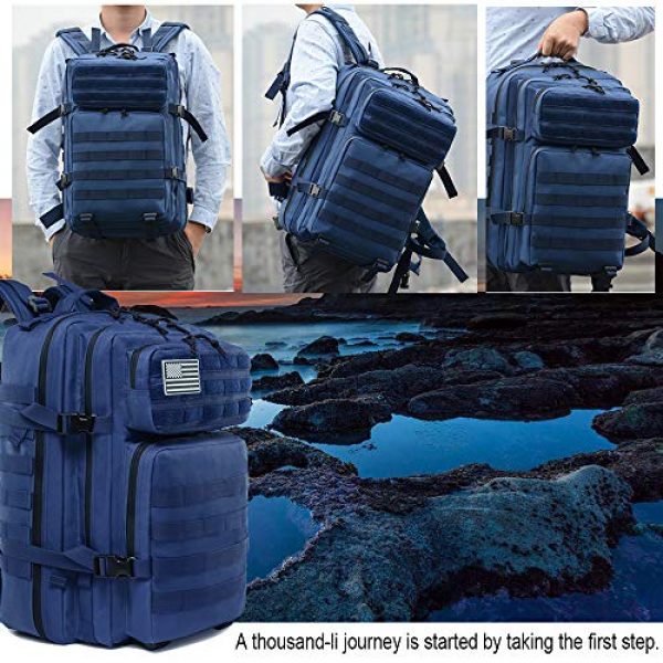 LHI Tactical Backpack 6 LHI Military Tactical Backpack for Men and Women 45L Army 3 Days Assault Pack Bag Large Rucksack with Molle System - Blue