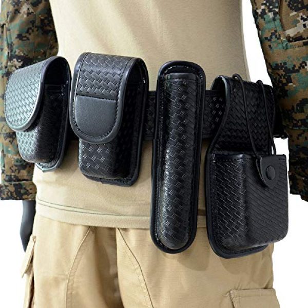 YunShao Tactical Belt 6 YunShao 8-in-1 Duty Utility Belt Rig, Police Duty Belt kit with Pouches - Handcuff Case, Radio Pouch, Glove Pouch, Light Holder, Baton Holder, MK3 Holder, Belt Keeper, Basketweave