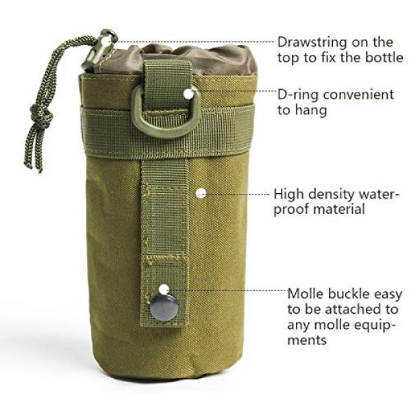 DONGKER Tactical Pouch 6 Tactical Water Bottle Pouch, Tactical Bottle Holder Hydration Carrier Mesh Bottom with Drawstring Tactical Holder Storage Bag for Outdoor Hiking , Cycling, Hunting (Black)
