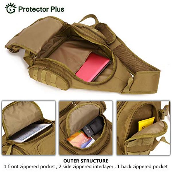 Protector Plus Tactical Backpack 6 Protector Plus Tactical Sling Bag Military MOLLE Crossbody Pack (Patch Included)
