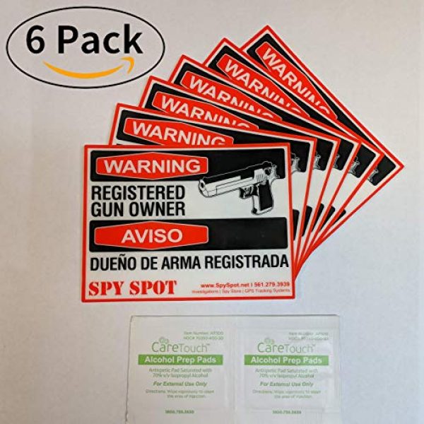 Spy Spot Gun Owner Sticker 5 Spy Spot 6 Pack Registered Gun Owner Sticker Decal Vinyl Door or Window 4" x 3" UV Resistant Weatherproof