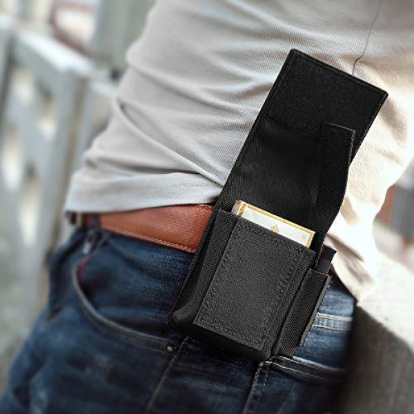 WYNEX Tactical Pouch 6 WYNEX Tactical Cigarette Pouch, Molle Battery Pouches Compact EDC Battery Lighter Storage Bag Lighter Slot Mini Cigar Waist Pack Include U.S.A Patch