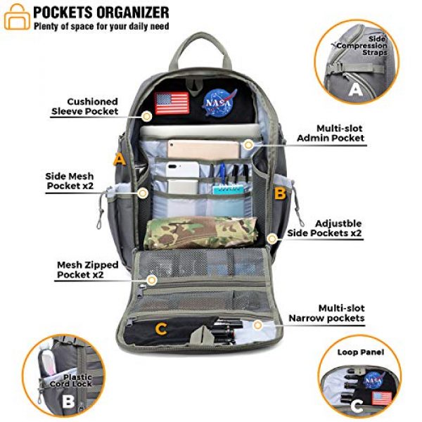 DBTAC Tactical Backpack 5 DBTAC Tactical Backpack Molle Hiking Daypack 25L with Laptop/Hydration Pockets