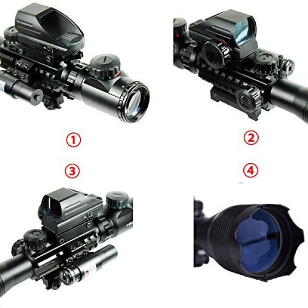 XOPin Rifle Scope 3 Rifle Scope Hunting Combo 4-16x50EG Dual Illuminated with Laser sight 4 Holographic Reticle Red/Green Dot for Weaver/Rail Mount