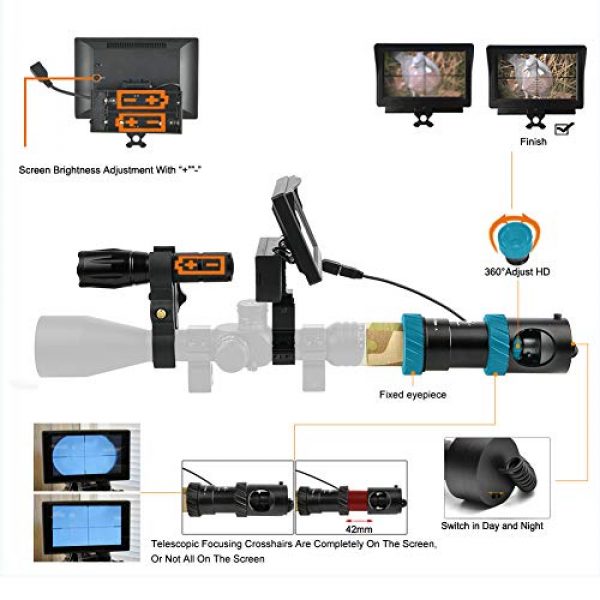 BESTSIGHT Rifle Scope 5 Bestsight DIY Digital Night Vision Scope for Rifle Hunting with Camera and 5" Portable Display Screen