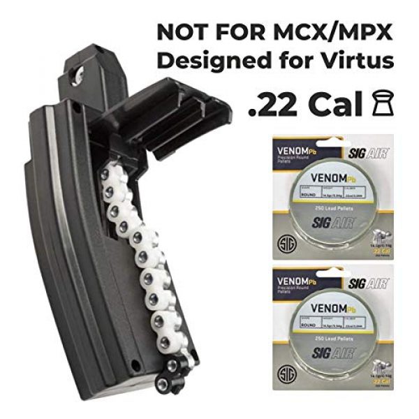 Venus Air Gun Accessory 5 Sig Venom Lead Pellet .22 Cal 14.5gr 2x250ct and Virtus Airrifle Combo Kit .22cal 30rd 3 Extra Belts Bundle (for Virtus .22 Cal Only) | NOT for MCX/MPX .177