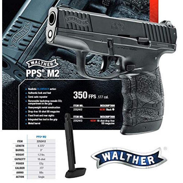 Umarex Airsoft Pistol 4 Walther PPS M2 Blowback .177 Caliber BB Gun Air Pistol