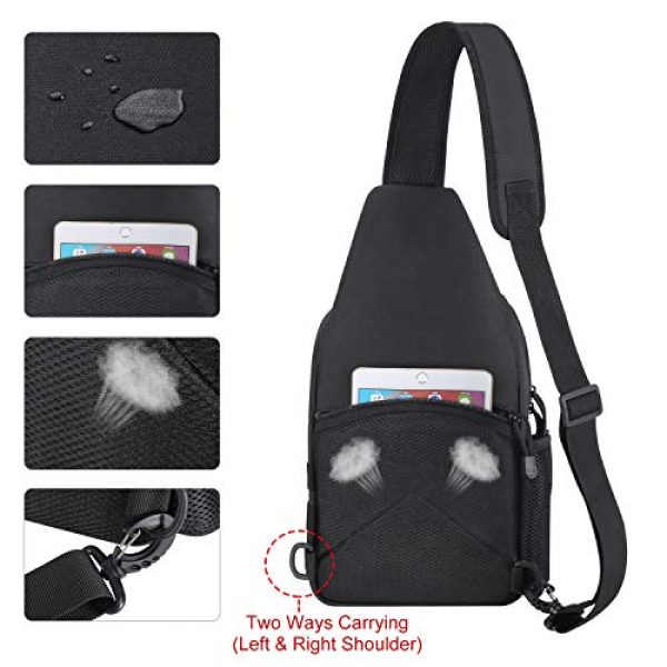 MOSISO Tactical Backpack 3 MOSISO Tactical Sling Backpack, Small Chest Shoulder Bag Military Army Assault Molle Rucksack for Outdoor Sports Hiking Hunting Fishing Camping Training with USA Flag Patch & Side Bottle Holder, Black
