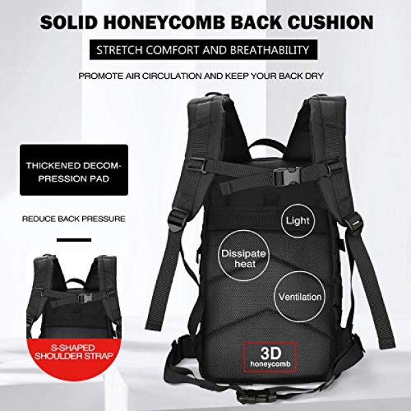 ProCase Tactical Backpack 4 ProCase Military Tactical Backpack, 35L Large Capacity Rucksacks 2 Day Army Assault Pack Go Bag for Hunting, Trekking, Camping and Other Outdoor Activities -Black