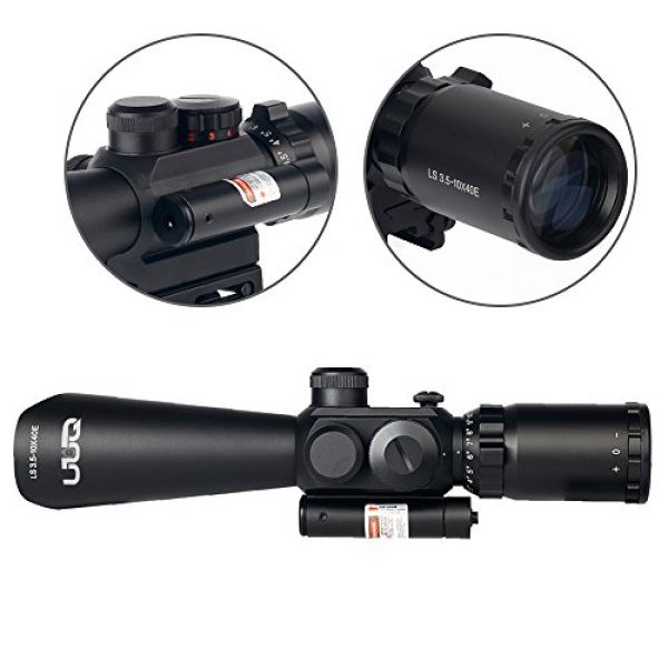 UUQ Rifle Scope 6 UUQ Tactical 3.5-10X40 Illuminated Red/Green Mil Dot Rifle Scope W/Red Laser Sight Fit 11/20mm Picatinny Rail
