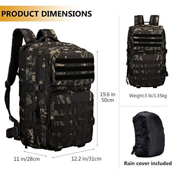 Protector Plus Tactical Backpack 3 Protector Plus Tactical Backpack MOLLE Military Assault 3 Daypack Army Pack Bug Out Bag (Rain Cover & Patch Included)
