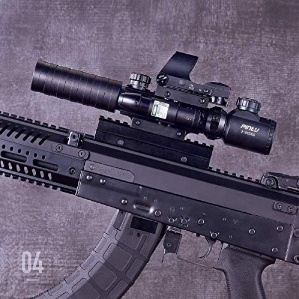 Pinty Rifle Scope 3 Pinty Rifle Scope 3-9x32 Rangefinder Illuminated Reflex Sight 4 Reticle Green Dot Laser Sight & 6 inch to 9 inch Aluminum Rifle Bipod Works with Picatinny MLOK KeyMod and QD Mounting
