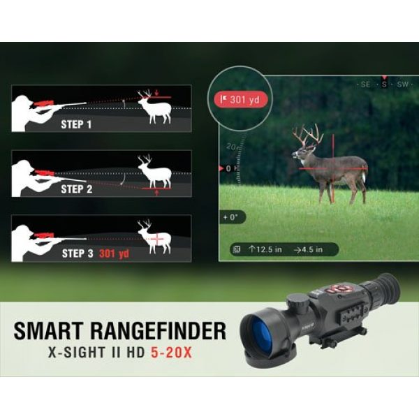 ATN Rifle Scope 5 ATN X-Sight II HD 5-20 Smart Day/Night Rifle Scope w/1080p Video, Ballistic Calculator, Rangefinder, WiFi, E-Compass, GPS, Barometer, IOS & Android Apps