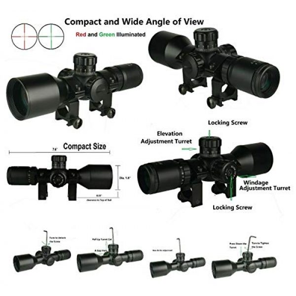 DB TAC INC Rifle Scope 5 DB TAC INC Compact 3-9x42 Red and Green Color Illuminated Scope Come with Rings