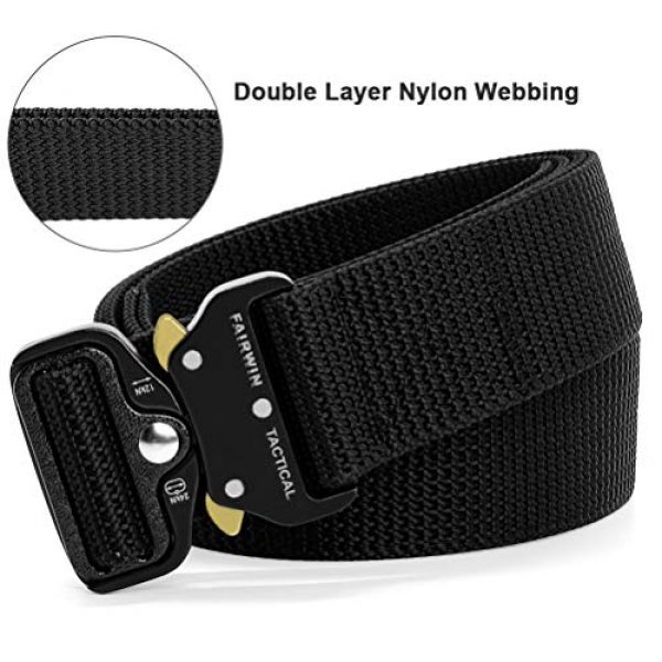 Fairwin Tactical Belt 3 Fairwin Tactical Gun Belts, 1.5 Inches Heavy Duty Two Layer EDC Belt with Quick-Release Buckle