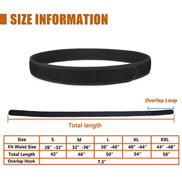 KRYDEX Tactical Belt 5 KRYDEX Hook Liner Inner Belt for Duty Belt 1.5" Tactcial Inner Belt Black