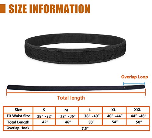 KRYDEX Tactical Belt 5 KRYDEX Hook Liner Inner Belt for Duty Belt 1.5" Tactcial Inner Belt Black