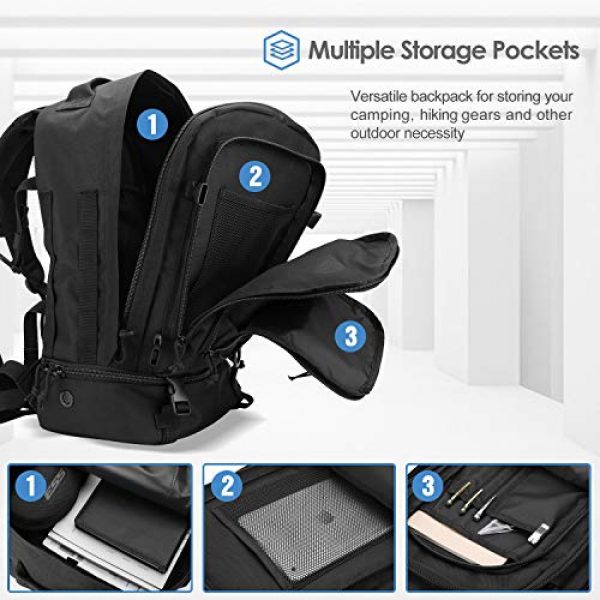 ProCase Tactical Backpack 3 Procase Military Tactical Backpacks 30 Liter, Large Capacity Hiking Daypacks Molle Bag for Camping, Hunting, Trekking, Military Traveling -Black