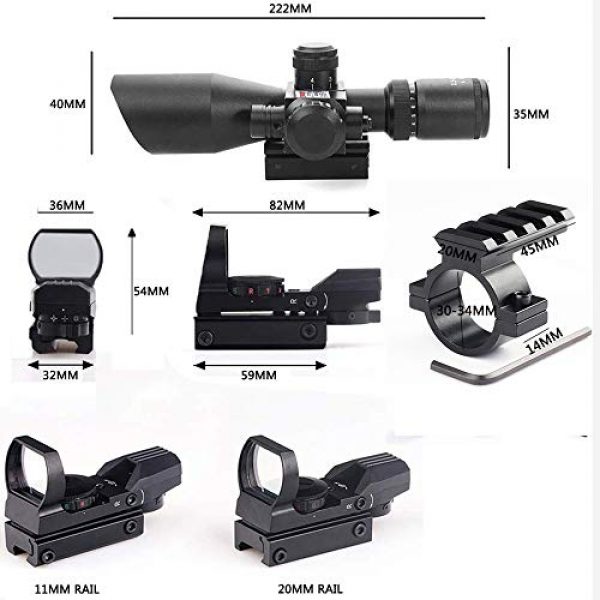 Luger Rifle Scope 3 2.5-10x40 Tactical Rifle Scope - Red Green Illuminated Mildot Range Finder Reticle