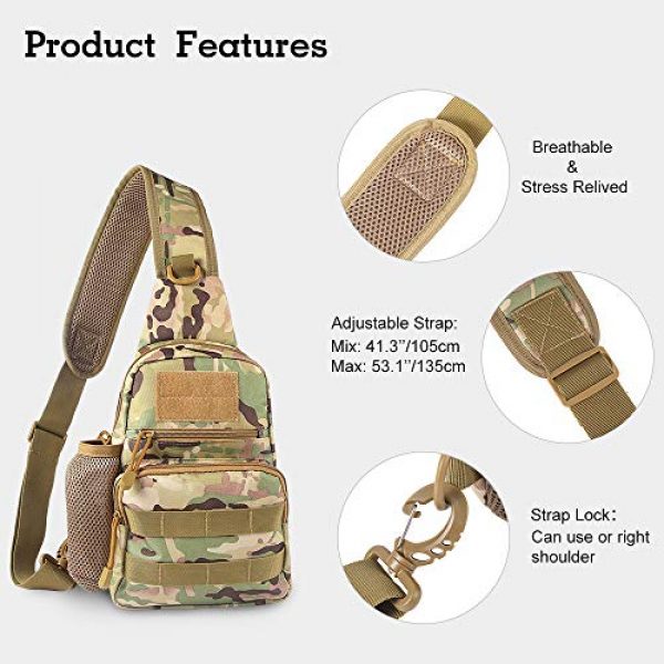 EDOBIL Tactical Backpack 5 EDOBIL Tactical Bag, Messenger Bag Best Outdoor Sling Bag for Men and Women - Small One Military Bag for Trekking,Camping,Hiking,Cycling Rover Sling Daypack