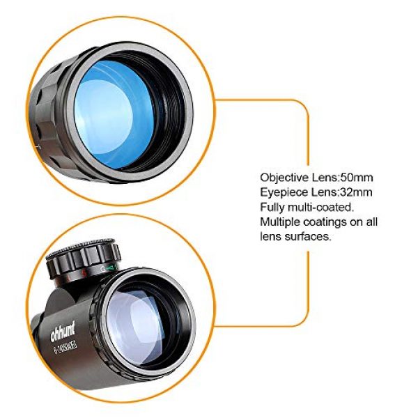 ohhunt Rifle Scope 4 ohhunt 6-24x50 AOEG Rangefinder Reticle Hunting Rifle Scopes Scope Protector Cover 25.4mm Picatinny Rings
