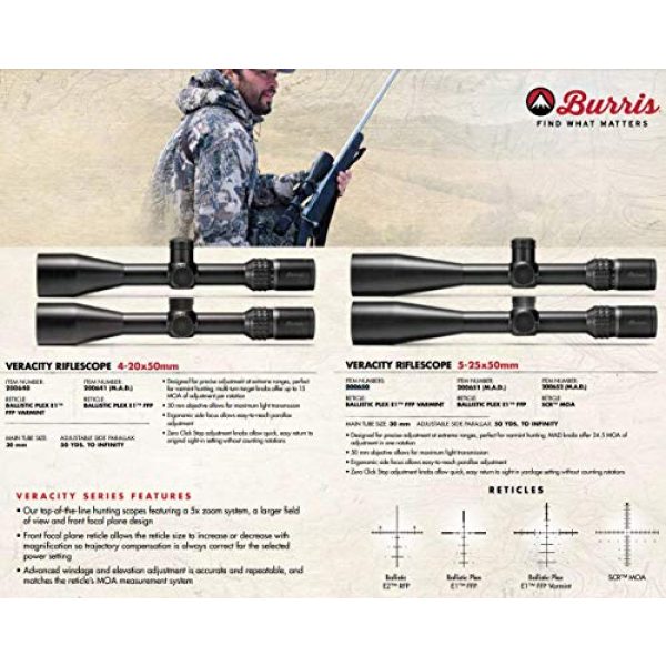 Burris Optics Rifle Scope 2 Burris Veracity Hunting Rifle Scope, Premium High Light-Transmitting Optics