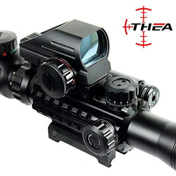 THEA Rifle Scope 3 THEA C4-12X50 Scope Dual Illuminated Reticle w/Red/Green Laser Sight and 4 Tactical Holographic Dot Reflex Sight (12 Month Warranty)