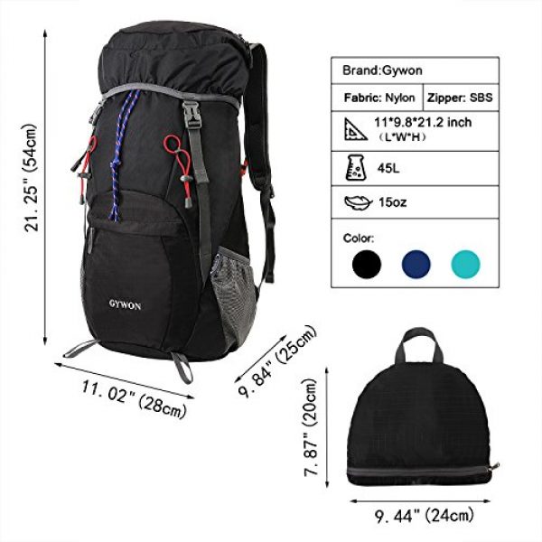 Gywon Tactical Backpack 2 Gywon Hiking-Daypacks-Travel-Backpack-Foldable-Carry-On Cabin Luggage Bag Water Resistant Lightweight 45L