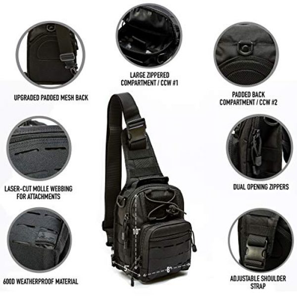 WOLF TACTICAL Tactical Backpack 7 WOLF TACTICAL Compact EDC Sling Bag - Concealed Carry Shoulder Bag for Range, Travel, Hiking, Outdoor Sports