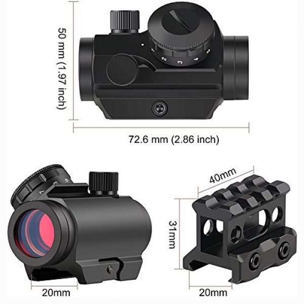 MUJING Rifle Scope 4 Red Dot Sight 4 MOA Gun Sight Rifle Scope with 1 inch Riser Mount