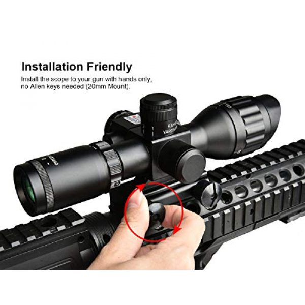 MidTen Rifle Scope 5 MidTen Rifle Scope 2.5-10X Dual Illuminated Mil-dot Gun Scopes with Red Laser & 20mm Mounts