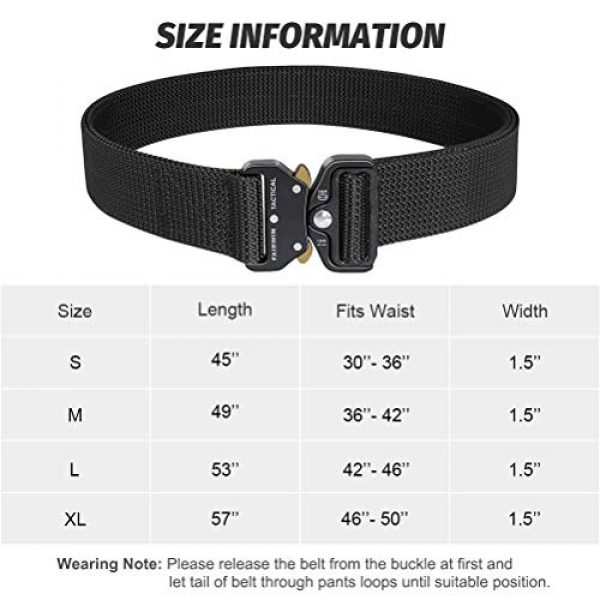 Fairwin Tactical Belt 5 Fairwin Tactical Gun Belts, 1.5 Inches Heavy Duty Two Layer EDC Belt with Quick-Release Buckle