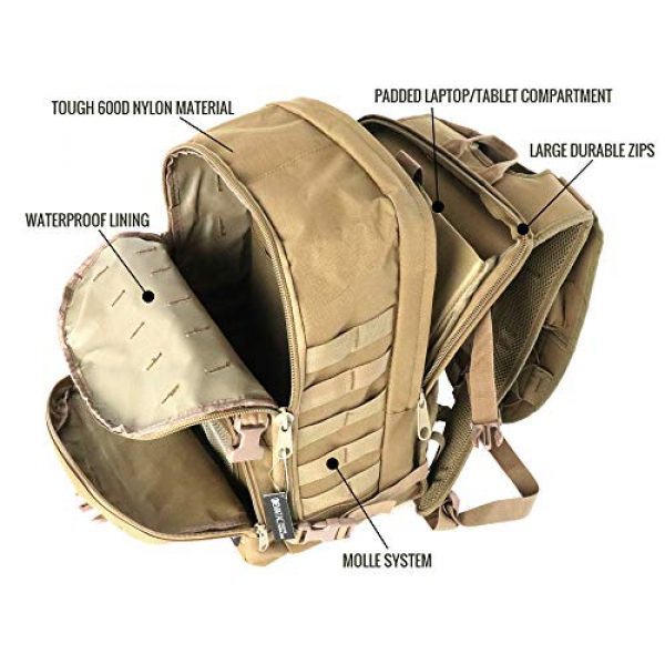 Evatac Tactical Backpack 7 Evatac Tactical Backpack for Military Combat | Large Size Khaki 35L 600D Molle Bug Out Bag Or Every Day Travel Back Pack.