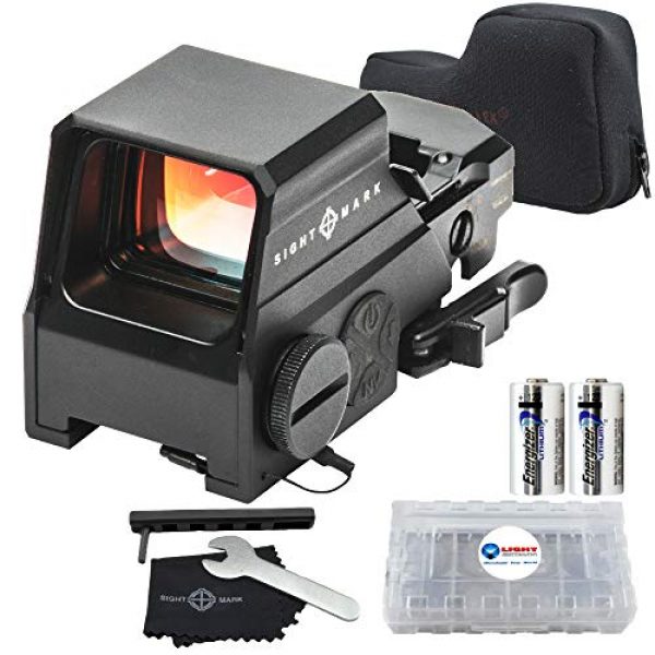 Sightmark Rifle Scope 1 Sightmark Ultra Shot M-Spec Reflex Sight, 65 MOA Circle-Dot Bundle with 2 Extra Energizer CR123 Batteries and Lightjunction Battery Case
