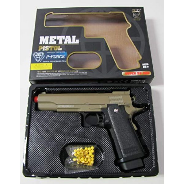 GE / JG Airsoft Pistol 4 GE / JG Hi-Capa Metal Slide Spring Powered Airsoft Pistol with Portable Airsoft BB Trap Target Tent Package (Tan)
