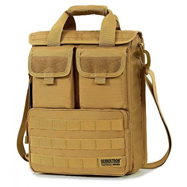 Seibertron Tactical Backpack 1 Seibertron Expandable 14" Laptop Waterproof Messenger Bag Multiple Pockets & Compartments Carry as Messenger Bags Khaki