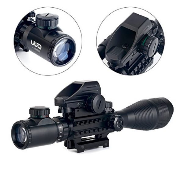 UUQ Rifle Scope 4 UUQ C4-12X50 Rifle Scope Dual Illuminated Reticle W/Green Laser Sight and Holographic Dot Reflex Sight