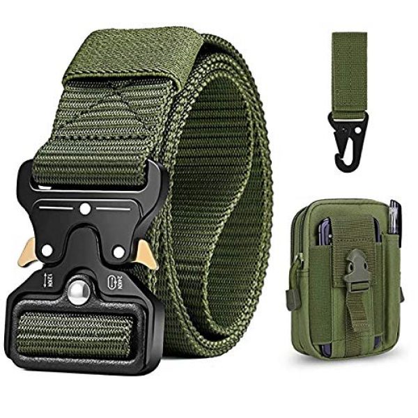 skyweo Tactical Belt 1 skyweo Men Tactical Belt Heavy Duty Belt, Nylon Military Rigger Belts Heavy Duty Work Beltwith Quick-Release Metal Buckle, Gift with Tactical Molle Pouch and Hook