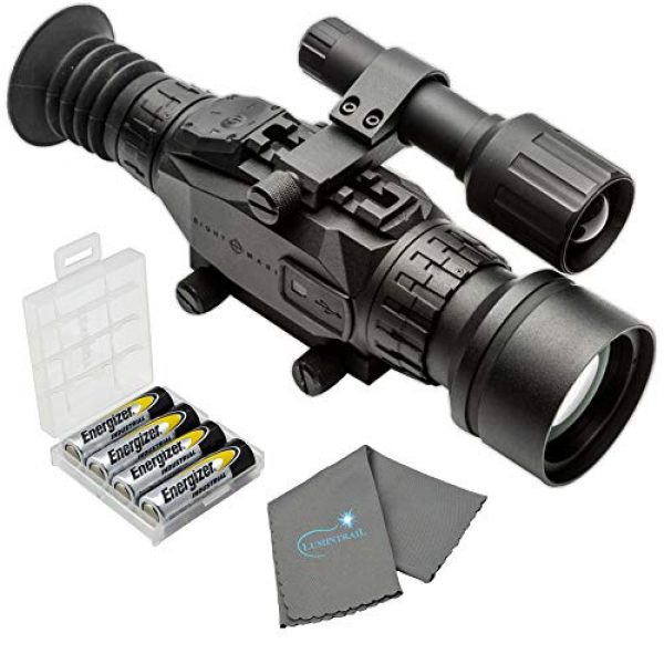 Sightmark Rifle Scope 1 Sightmark Wraith HD 4-32x50 Digital Riflescope Bundle with 4 AA Batteries, Battery Case and Lumintrail Cleaning Cloth