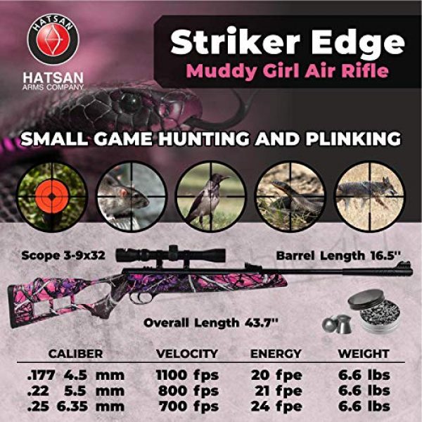Wearable4U Air Rifle 2 Hatsan Striker Edge Spring Muddy Girl Combo Air Rifle with Wearable4U 100x Paper Targets and Lead Pellets Bundle