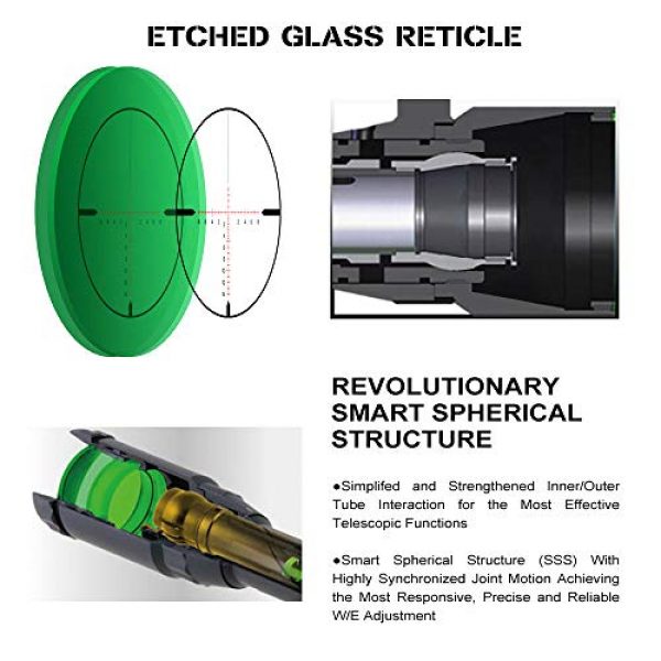 ohhunt Rifle Scope 6 ohhunt 4.5-14x50 AOE Hunting Riflescope Red Glass Etched Cross Reticle Optical Sights Scope with One Piece Mount Rings