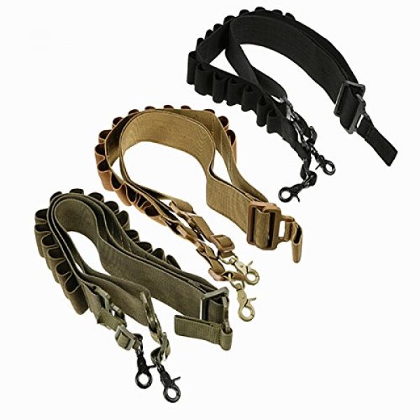 HWZ Tactical Belt 3 HWZ Tactical 2 Point Shotgun Sling 15 Shell Ammo Holder Bandolier 12Ga Nylon Military Shotgun Shell Sling