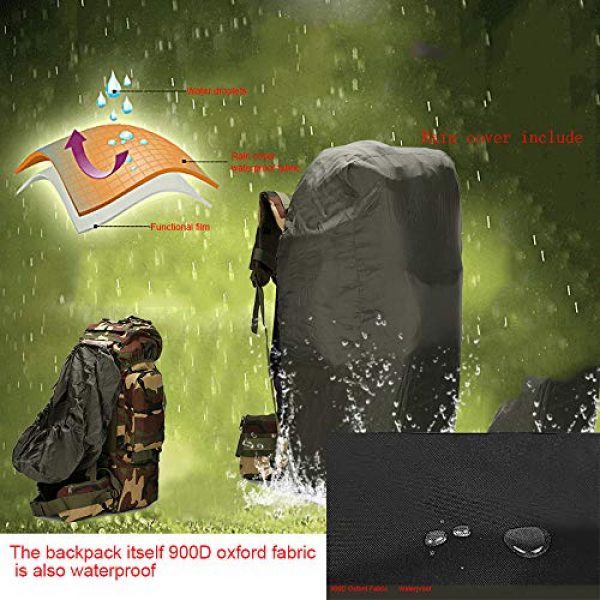 Suoki Tactical Backpack 7 Molle Backpack 65L Waterproof Internal-Frame Hiking Camping Rucksacks With Rain Cover