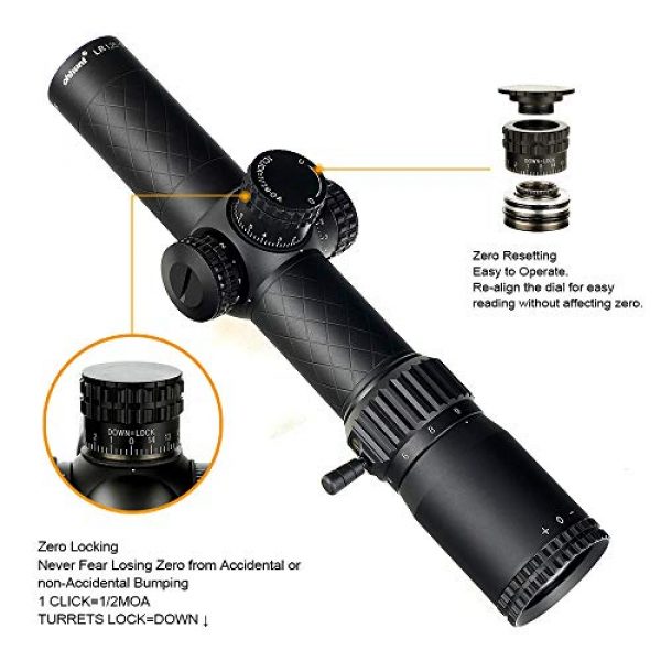 ohhunt Rifle Scope 6 ohhunt LR 1.25-9X28 IR Compact Riflescopes 35mm Tube Red Illuminated Glass Etched Reticle with Mount Scope