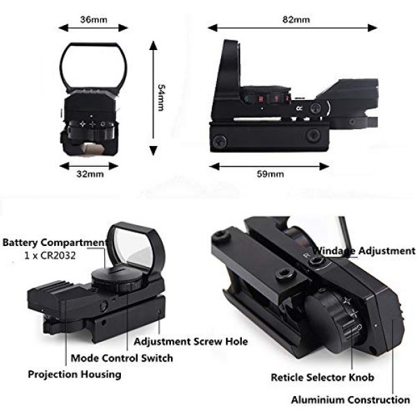 Luger Rifle Scope 3 Luger Tactical 3-9X32EG Optical Dual Red Green Illuminated Crosshair Range Finder Rifle Scope with Red Green Reflex 4 Reticles Sight