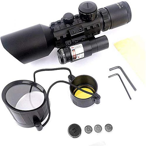 Luger Rifle Scope 4 Luger Tactical 3-10x42 Rifle Scope Combo Red/Green Mil-Dot Crosshair Reticle Sight Rifle Scope