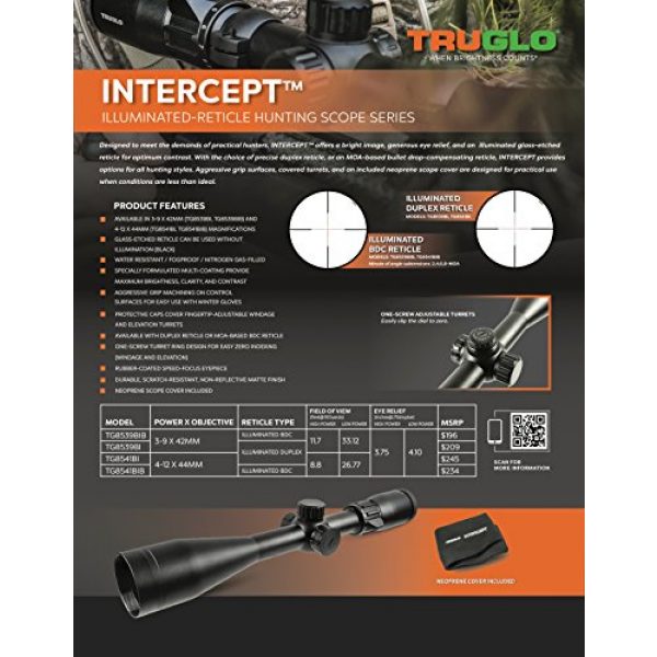 TRUGLO Rifle Scope 6 TRUGLO Intercept Illuminated Reticle Hunting Rifle Scope