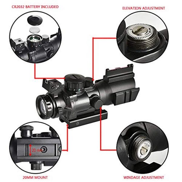 Luger Rifle Scope 4 Luger Triple Red/Green/Blue 4x32mm Prism Rifle Scope Illuminated Top Fiber Optic Sight
